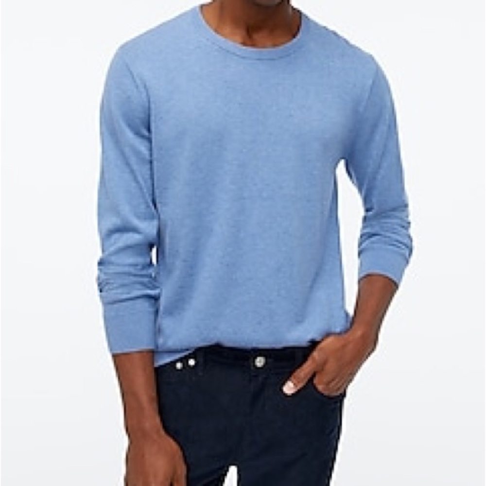 NWT J. Crew Factory Men sz S Heather Blue Cotton crewneck sweater small hole
